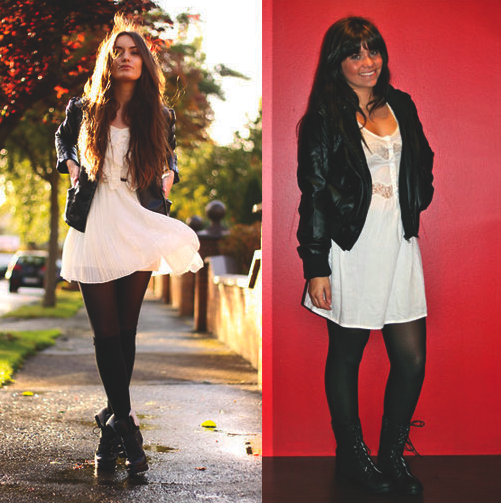 From Active (on the right): Obey leather jacket, O'Neil dress, O'Neil comboat boots